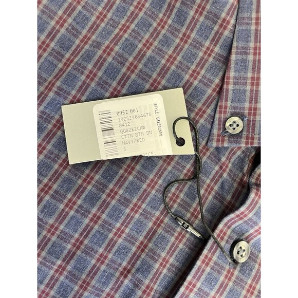 NWT Hickey Freeman Cotton Button Front Shirt Blue Red Plaid Sz Small Long Sleeve - Picture 4 of 14
